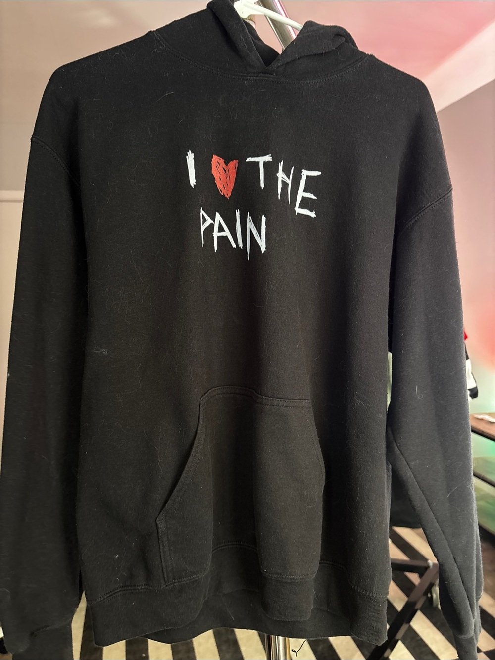 Black "I ♥ The Pain" Graphic Hoodie Sweatshirt Jonny goth